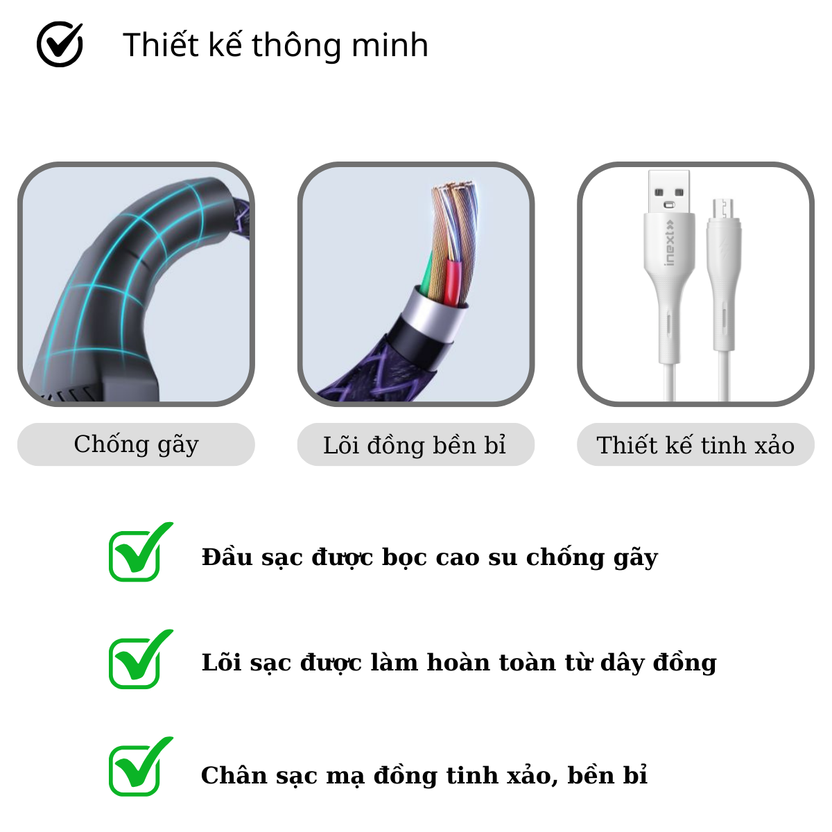 Cáp Sạc Nhanh 15W iNext X9
